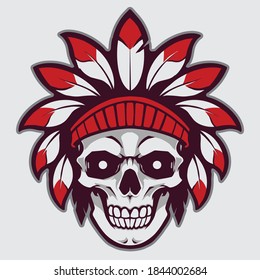 colorful native american tribe indian skull mascot