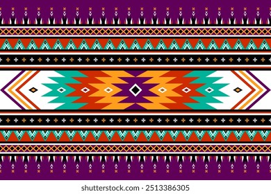 Colorful native pattern, vibrant ethnic design. Traditional aztec print, geometric tribal motifs. decorative elements, bohemian textile art. Trendy background, abstract boho texture. ethnic ornament.