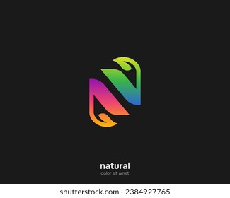Colorful natural initial letter n logo