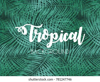 Colorful naturalistic tropical background from the leaf of Libistones (Palm). Vector Illustration. EPS10