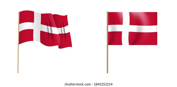 colorful naturalistic waving flag of Denmark Vector Illustration. EPS10