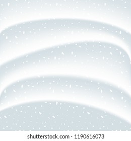 Colorful naturalistic winter background with falling snow on drifts. Vector Illustration. EPS10