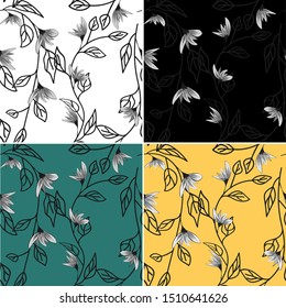Colorful nature background. Vector bright background. Vector flower plants. Seamless pattern. Seamless fabric texture. Decorative floral pattern