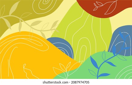 Colorful nature background vector with minimalistic and simple design