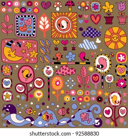colorful nature cartoon pattern