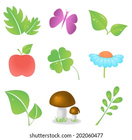 Colorful nature icon set. Vector illustration EPS 8