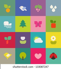 Colorful nature. Icons set. Vector illustration