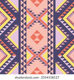 Colorful Navajo American tribal fabric patchwork wallpaper Navajo native American abstract vector seamless pattern for shirt fabric tablecloth pillow carpet rug phones cases clothing textile