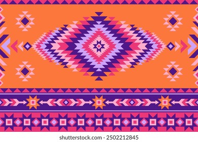 Fondo de Ilustración vectorial de patrón Navajo colorido. Patrón nativo americano sin fisuras. Ornamento geométrico, diseño étnico para el uso en la moda, textil, ropa, decoración del hogar, tela, batik.
