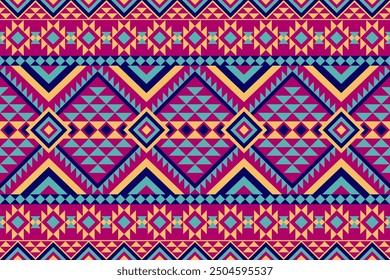 Colorful Navajo pattern vector illustration background. Native American seamless pattern. Geometric ornament, ethnic design for use in fashion, textile, clothes, home decoration, fabric, batik.