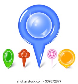 Colorful navigation 3D pins. Set of mapping pointers.Vector Illustration.