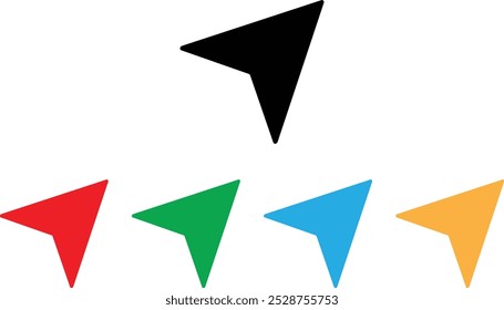 Colorful navigation icon arrow set in different colors . Cursor icon . Navigator pointer icon vector