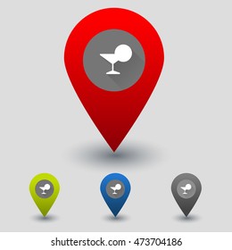 Colorful navigation signs with flat cocktail vector