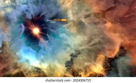 Colorful Nebula background in space. Abstract vector natural science astronomy material.