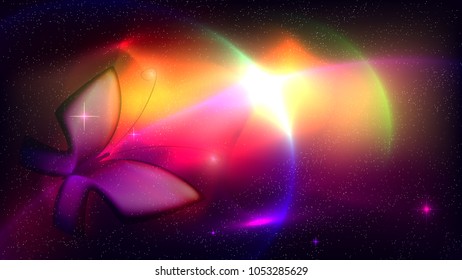 Colorful Nebula in Space Background. Abstract vector illustration stars night sky blind shine flying butterfly  solar high quality 16 9 fantasy darkness dark comet modern template interstellar fantasy