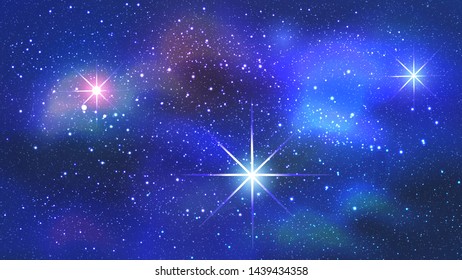 Colorful Nebula in Space Background. Vector illustration. Modern Flat Background. Mobile Web Design Template. Space Travel
