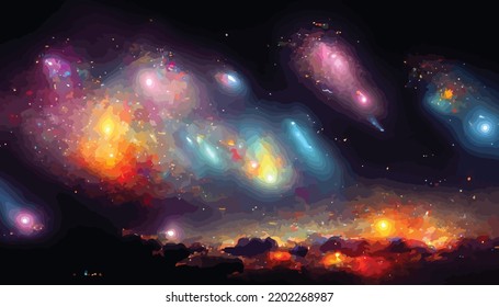 colorful nebular galaxy stars and clouds as universe