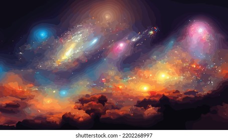 colorful nebular galaxy stars and clouds as universe