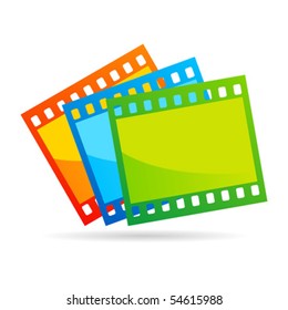 Colorful negative photo film symbol over white
