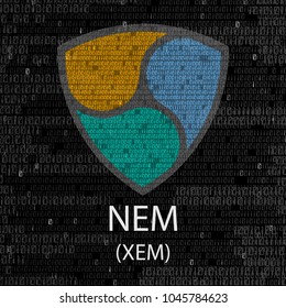 Colorful nem cryptocurrency symbol isolated on digital background
