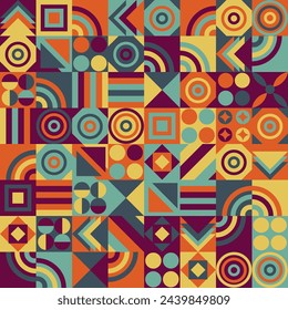 Colorful neo abstract geometric poster and banner. Geometry grid pattern banner vivid presentation vector illustration.
