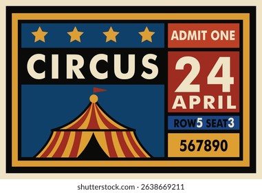 Colorful Neo Geo Style Circus Ticket