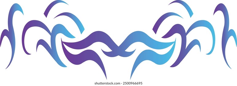 Colorful Neo Tribal Tattoo Illustration. Y2k Streetwear Logo. Isolated on White Background.