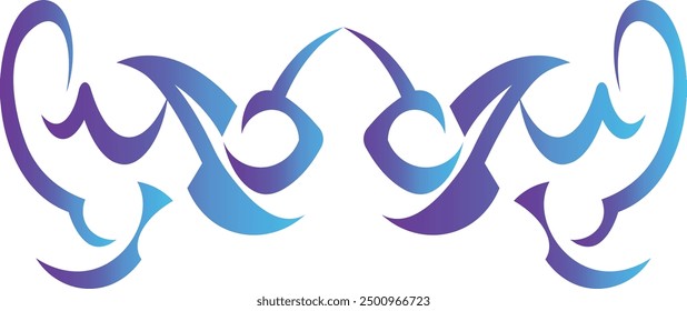 Colorful Neo Tribal Tattoo Illustration. Y2k Streetwear Logo. Isolated on White Background.