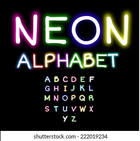 Colorful Neon alphabet  vector