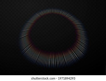 Colorful neon circles background. vector dark transparent background