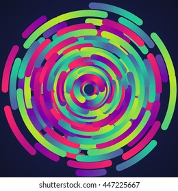 Colorful neon circles background, vector
