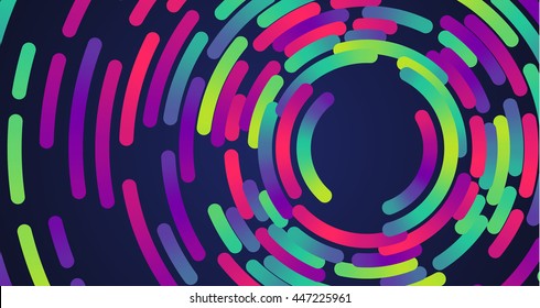 Colorful neon circles background, vector