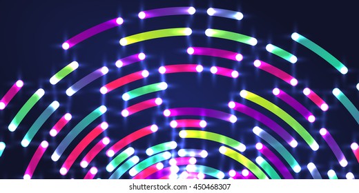 Colorful neon circles background, vector