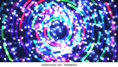 Colorful neon circles background, vector