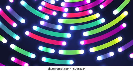 Colorful neon circles background, vector