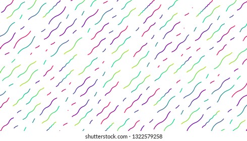 Colorful neon dashed lines, vector illustration