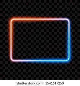 Colorful neon frame on transparent background, vector illustration.