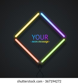 Colorful Neon Frame. Text Box. Vector illustration