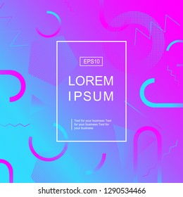 Colorful neon geometric background. Fluid gradient shapes composition. Eps10 vector.