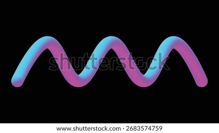Colorful Neon Gradient Wavy Line on Black Background – Abstract Vibrant Pink and Cyan Light Effect in Fluid Motion Design