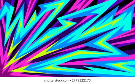 Colorful Neon Jagged Sharp Zigzag Comic Book Urban Punk Abstract Graffiti Background Wallpaper