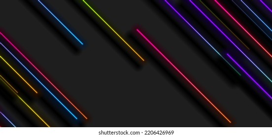 Colorful neon laser lines technology abstract background. Futuristic vector design