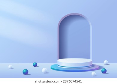 Colorful neon light abstract 3D scene for mockup, Cylinder podium for display product presentation, Holographic futuristic background, Vector illustration