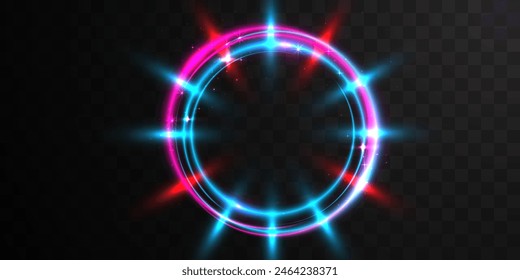 Colorful neon light vortex or portal frame. Futuristick or magic style. Vector illustration