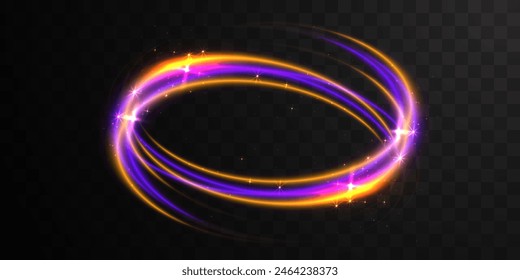 Colorful neon light vortex or portal frame. Futuristick or magic style. Vector illustration