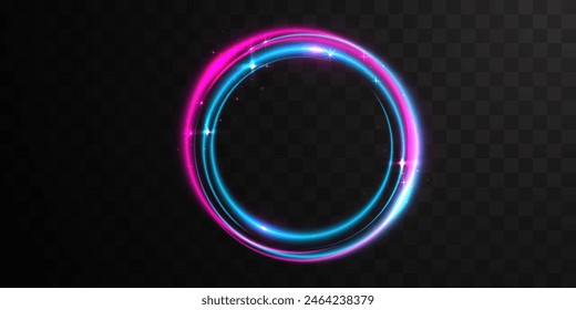 Colorful neon light vortex or portal frame. Futuristick or magic style. Vector illustration