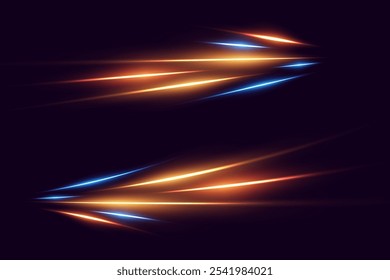 Colorful neon lines of light speed technology. Futuristic light effects of neon rays moving.