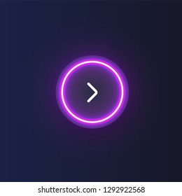 Colorful neon 'next' button with an arrow, vector illustration
