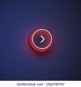 Colorful neon 'next' button with an arrow for websites or online usage, vector illustration