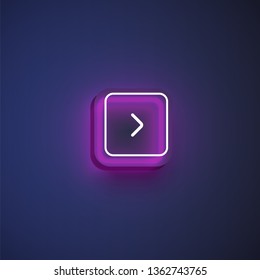 Colorful neon 'next' button with an arrow for websites or online usage, vector illustration